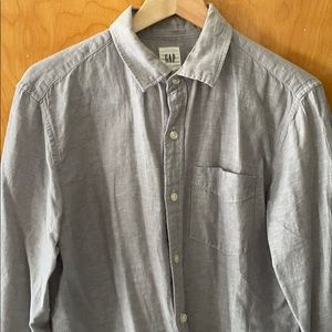 Gap Small Linen Grey Button Down Shirt